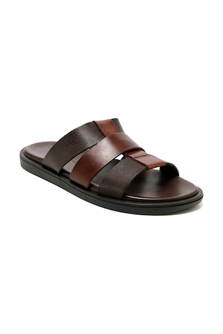 Terlik Erkek M6857 The Sandals Factory Leather Upper Dark Brown Dark Brown Koyu Kahverengi
