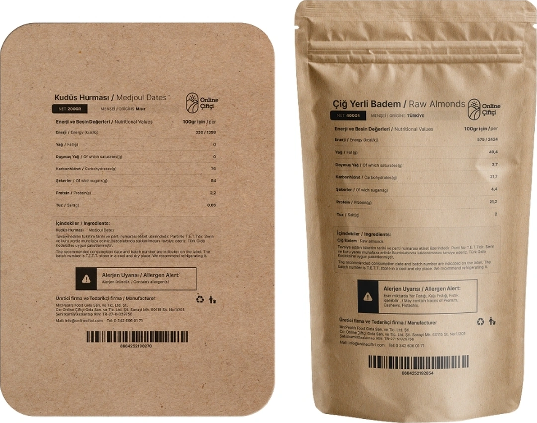 Online Çiftçi Kudüs Hurması 200 G + Çiğ Badem 400 G