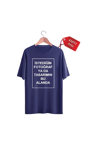 Kendin Tasarla T-shirt Kişiye Özel Tişört Baskılı Tshirt Lacivert