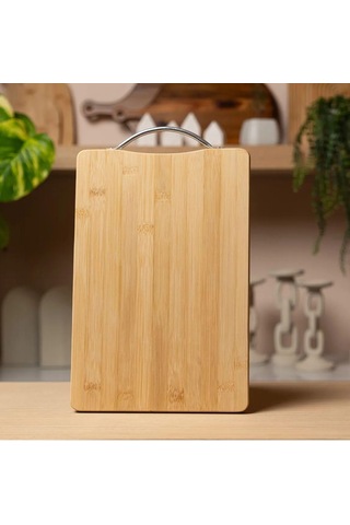 Bambu Ahşap Kesme Tahtası Çelik Saplı Sebze Doğrama Tahtası Et Sebze Doğrama Tahtası Peynir Servis Sunum Tepsisi 30x20 Cm Çok Renkli