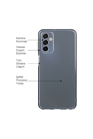 Samsung Galaxy Uyumlu M13 Kılıf Kamera Korumalı Şeffaf Silikon Kılıf