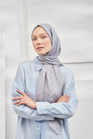 Armanda Jakarlı Şal - Zigzag Desenli - Gri - Gri