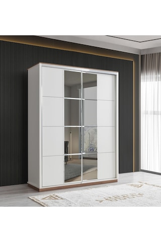 Efsane Sürgülü Aynalı Elbise Dolabı Gardırop 165x60x214
