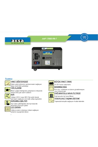 Aksa AAP17000PB Otomatik 17KVA Trifaze Kabinli Dizel Jeneratör