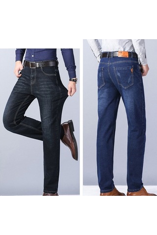 Sones Erkek İş Günlük Giyim Pantolon Streç Bol Düz Paça Pantolon Siyah