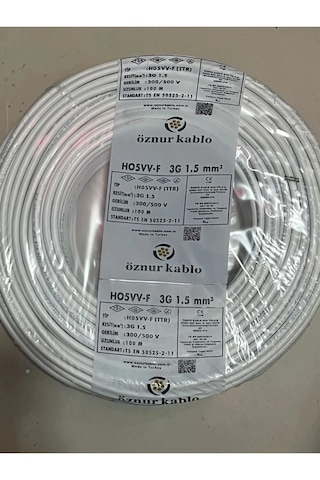 Öznur 3x1,5 Ttr Kablo 5 Metre Beyaz Renk
