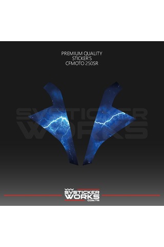 Cfmoto 250sr Sticker Ön Kafa Kaplama Modeli Hazır Kit Mavi Şimşek Sticker Desen Kaplama