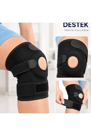 Ligamentli Diz Desteği Kısa Dizlik Ayarlanabilir Cırtlı Açık Patella Tasarım