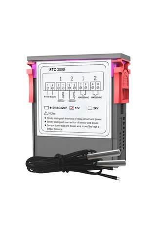 Geeroyoo Stc-3008 Çift Ekranlı Sıcaklık Kontrol Cihazı, Isıtma Soğutma Modlu, Geniş Kullanım Alanı, 12v