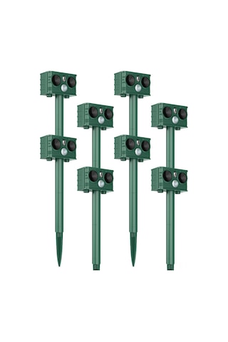 Youtek Solar Güçlü Ultrasonik Hayvan Kovucu - Lazer+led Işık+entegre Li-poly Batarya, 5 Mod, 120 Derece Geniş Açı, Ip54 Su Geçirmez, Koyu Yeşil