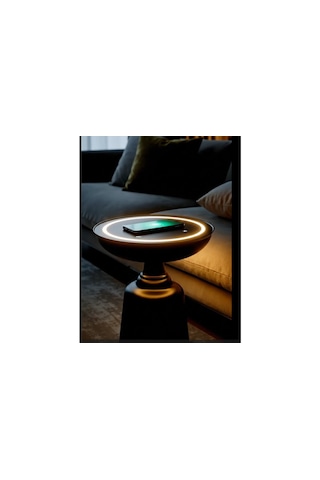 Missidea Aura Green Kablosuz Şarjlı Led Işıklı Akıllı Yan Sehpa Haki