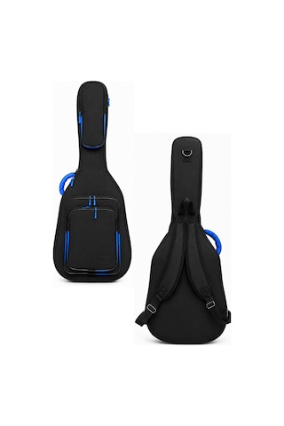 Profesyonel Gigbag Kalın Klasik Gitar Kılıfı-çantası - Siyah - Mavi 1900 Denye Lüx Kumaş - %100 Su Geçirmez