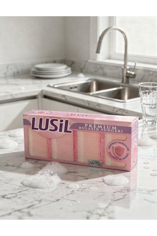 Lusil Premium Çok Amaçlı Çizdirmez Bulaşık Süngeri 4 Lü