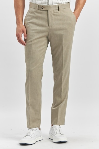 İmza Bej Kendinden Desenli Bez Ayağı Slim Fit Classic Pantolon 1003240165 Bej