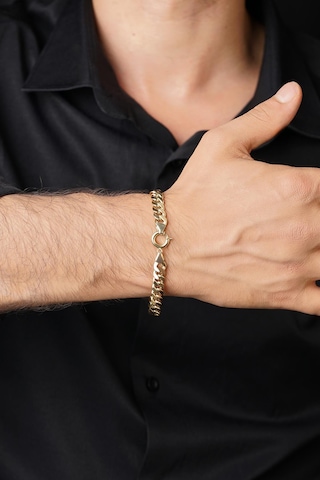 14 Ayar Altın Gurmet Zincir Erkek Bileklik 8 Mm Sarı Altın