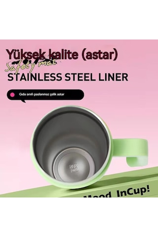 Büyük Kapasiteli Paslanmaz Çelik Termos Bardak, Saman Pembesi 01