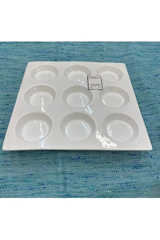 27x29cm Beyaz Porselen Kahvaltılık Sunumluk İskele Meze 1 Adet Beyaz