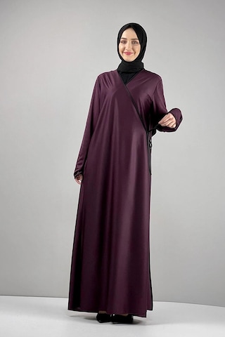 Moda Çizgi Namaz Elbisesi Vişne