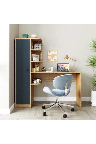 Roma Raflı Çalışma Masası , Çalışma Ofis Masası Sol Dolaplı A.çam Antrasit - Atlantik Çam