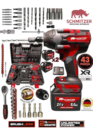 Schmıtzer Sch-9502k Pro 21v 15 Pilli Çift Akülü Kömürsüz Darbeli Vidalama 650 Nm Somun Sıkma Sökme Matkap