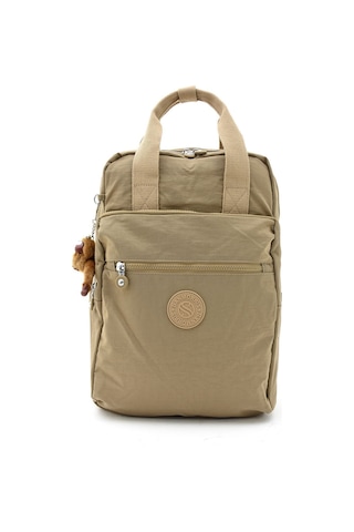 Sanmorris Unisex Suya Dayanıklı Krinkıl Kumaş Çok Gözlü Büyük Boy Renkli Laptop Okul Ve Sırt Çantası Bej 3014 Bej