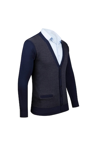 Çizgi Triko Erkek Büyük Beden Desenli Kol Ve Bel Lastikli Çelik Örgü Triko Hırka 5014mb Parlement Parlement Mavi