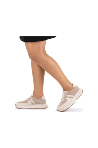 Twoegoist Kadın Hakiki Deri Anatomik Hafif Spor Yürüyüş Ayakkabısı Sneaker Bej