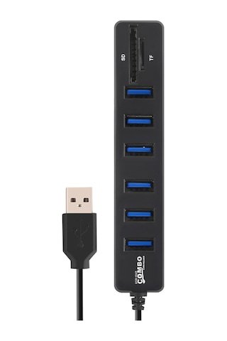 Springsun Usb 2.0 8 Port Hub Ve Sd/tf Kart Okuyucu Kombinasyonu - 480 Mbps Hızlı Veri Transferi, Plug & Play, Siyah Abs Kasa