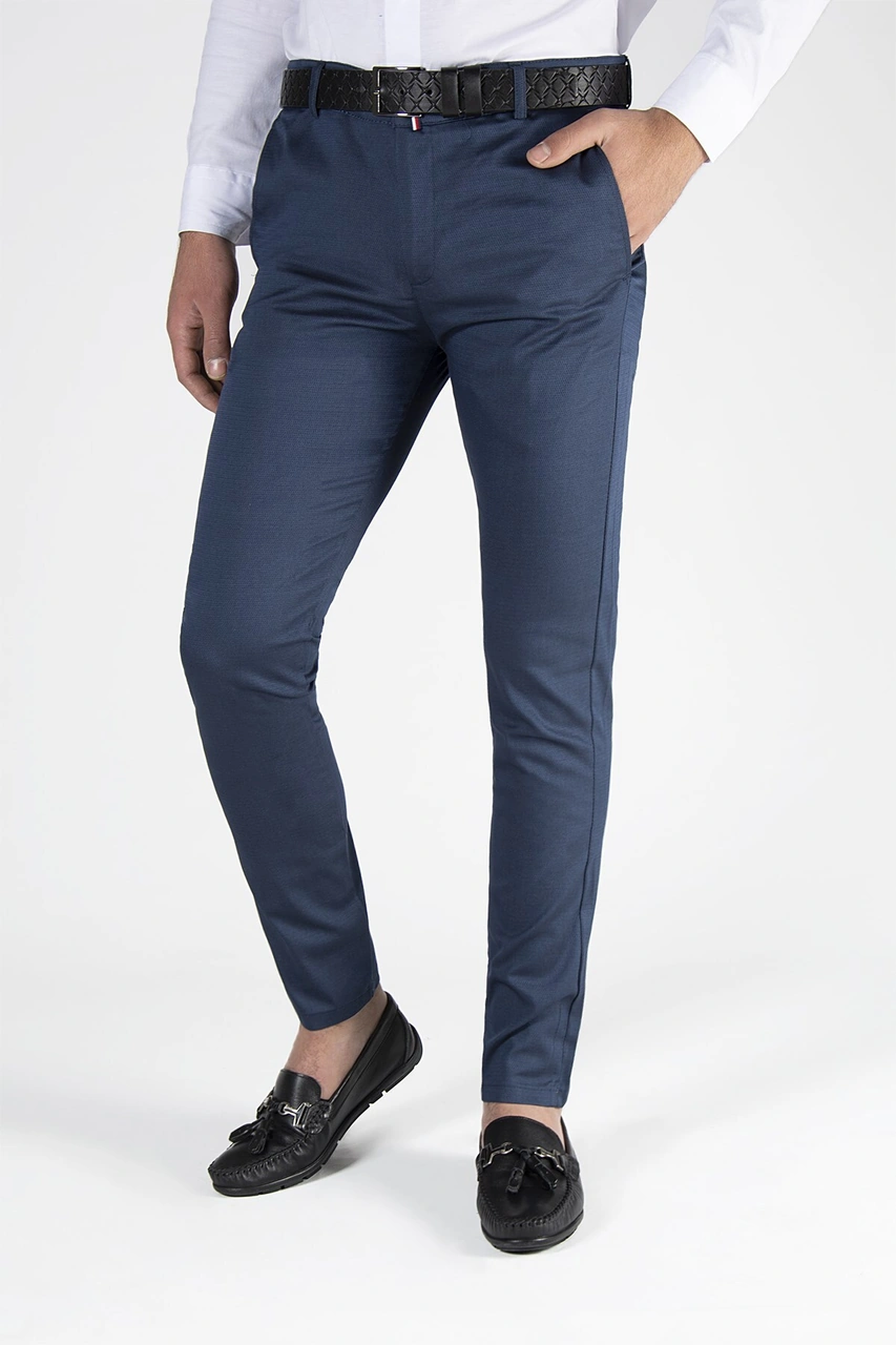 Veaven Erkek Gece Mavisi Slim Fit Petekli İtalyan Kesim Keten Pantolon Çok Renkli25