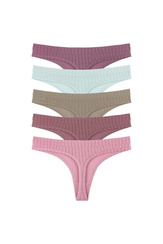 Sensu Kadın Fitilli Soft Renkler 5'li Tanga Külot Set - Kts3052 Karışık.