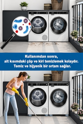 4 Adet Titreşim Engelleyici Ayak - Kaymaz Beyaz Eşya Mobilya Altlığı Ayağı - Sert Kaliteli Plastik Ses Giderici Ayak Gri