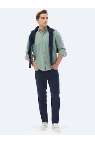 Kip Mint Fitilli Regular Fit Dokuma Kadife Casual %100 Pamuk Gömlek Mint