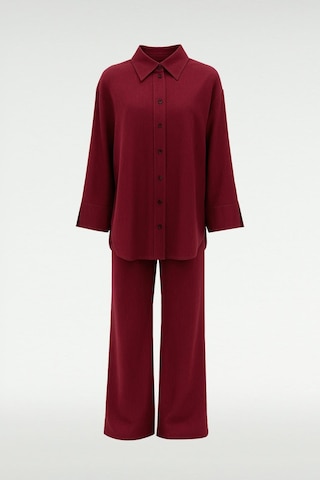Kol Detaylı Gömlek Pantolon Takım Bordo Bordo