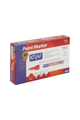 Kraf 830 Paint Markör Kalem Kırmızı 12'Li