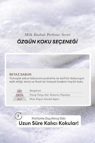 Yıpranmış Saçı Onaran Parfümlü Keratinli Saç Kremi Mılk Baobab Perfume Treatment White Soap