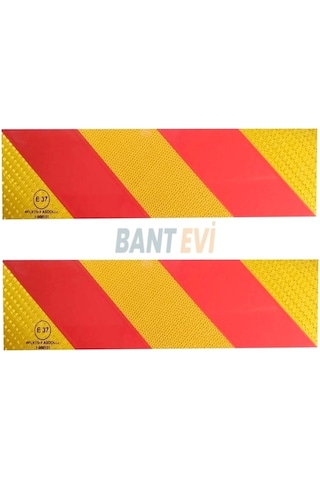 Bant Evi Tüvtürk Uyumlu E37 Reflektörlü Tır Kamyon Arkası Fosforlu İkaz Bantı Kırmızı Sarı