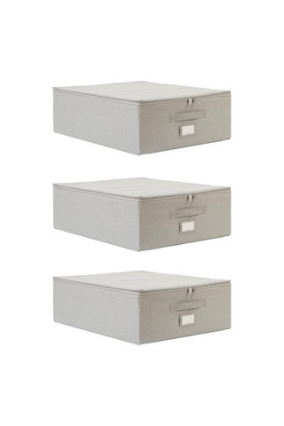 Lexroo 3'lü Orta Boy Gri Balıksırtı Destekli Hurç Set 45 X 55 X 18 Cm
