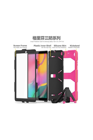 Newface Samsung Galaxy Uyumlu T510 Tab A 10.1 Kılıf Griffin Tablet Kapak Semeglbl - 69 - Pembe