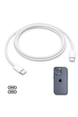 Buffer Apple 15/15 Pro Type - C To Type - C Hasır Örgü Hızlı Şarj Kablosu 1m 1M-Gümüş
