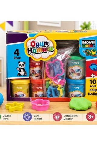 Nova Color Maxi Oyun Hamuru Yumuşak Dokulu Canlı Renkler 3+ Yaş Çok Renkli