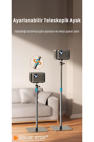 Gölge Stor Projeksiyon Cihazı Standı Ayaklı Projeksiyon Vidalı-gimbal Model Ayarlanabilir Yükseklik Tripod