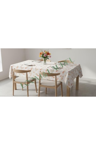 Loom & Laurel Baskılı Yıkanabilir Masa Örtüsü Mutfak Bahçe Piknik Masa Örtüsü Kırmızı Ağırlıklı Çiçek Desenli 140x140 Acı Kahverengi