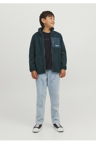 Jack & Jones Kisa Kollu Logo Baskili Tisört - Çocuk 12237435 Black Siyah