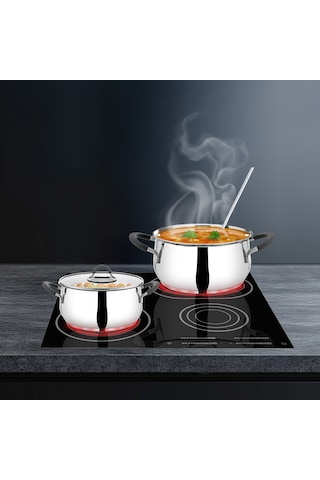 Serenk Modernist 6 Parça Çelik Tencere Seti, 18/10 Paslanmaz Çelik, 18-22-26 Cm