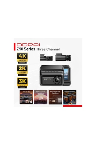 Z90 Araç Kamerası Ön Arka Iç Kamera 3 Kanallı Full Hd Kayıt Geniş Açı Döngüsel Kayıt