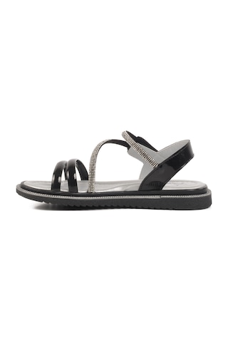 Siyah Rugan Cırtlı Ortopedik Kız Çocuk Sandalet 25t103 F Siyah