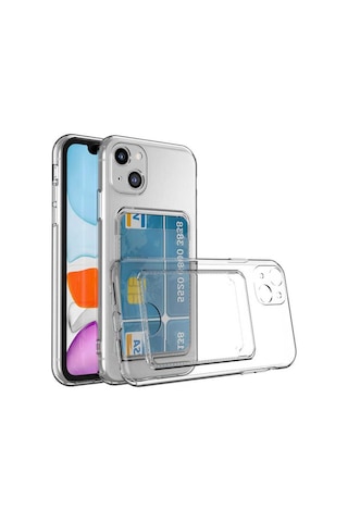 Kilifone - Apple Uyumlu iPhone 13 - Kılıf Kartlıklı Şeffaf Setra Clear Silikon Kapak - Şeffaf
