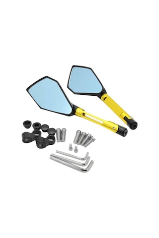 Motosiklet Aynası Cnc Alüminyum Düz 8-10mm /ters 10m Sarı