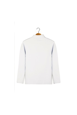 Terapi Men Erkek Beyaz Rahat Kalıp Yarım Fermuarlı Bato Yaka Basic Sweatshirt 21k-5200179-2 Beyaz