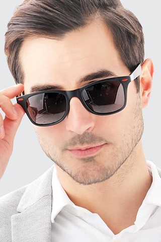 The Roomy Polarize Lens Kırmızı Detaylı Siyah Wayfarer Erkek Güneş Gözlüğü